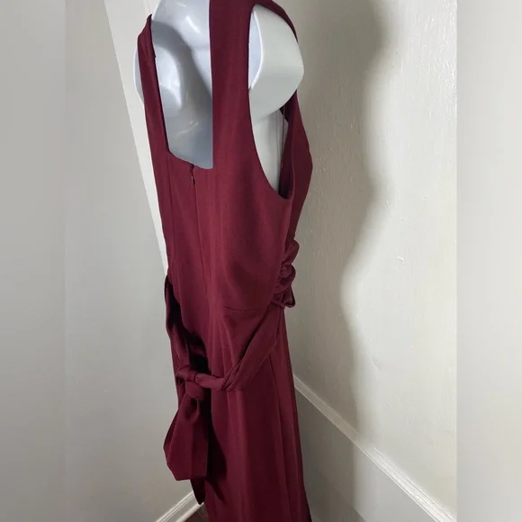 Dress the Population M Alessia Deep Red Burgundy Tie Waist Backless Dress - Picture 8 of 8